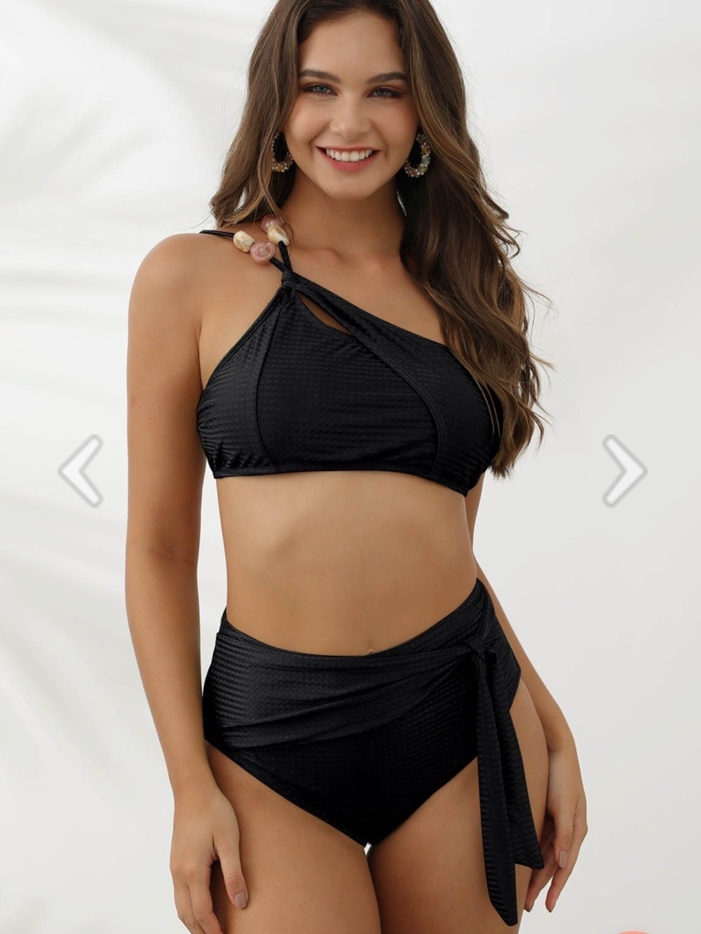 RESIN BEAD ASYMMETRIC STRAPS BOW KNOT BIKINI SET NWOT